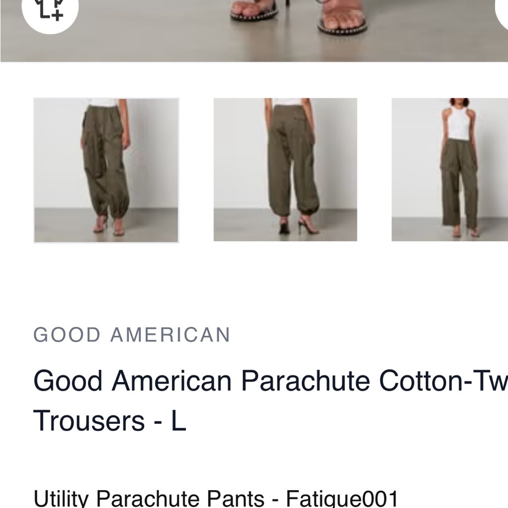 Good American Parachute Cotton Trousers - Olive